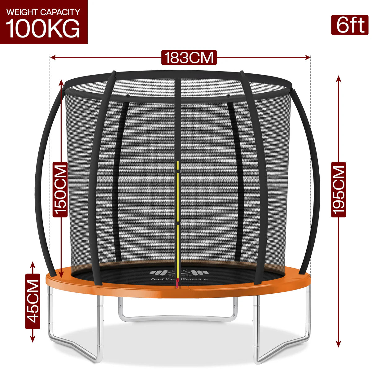 Outdoor Trampoline with Safety Enclosure Net – 6FT / 8FT / 10FT / 12FT